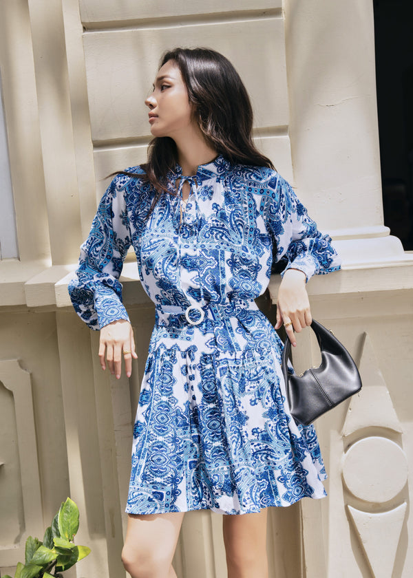 Blue Garden Midi Dress