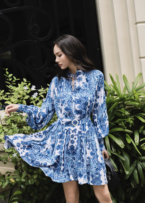 Blue Garden Midi Dress