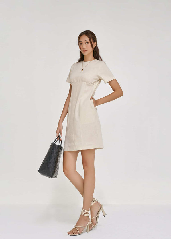 Cream Linen Shift Dress