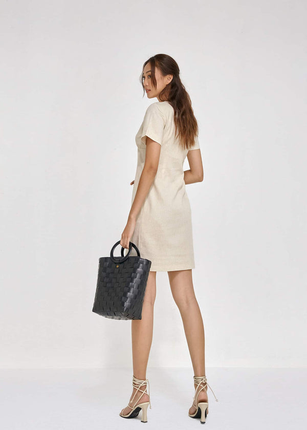 Cream Linen Shift Dress