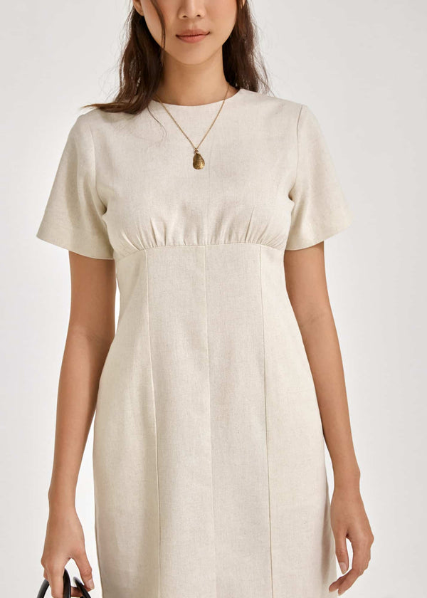 Cream Linen Shift Dress