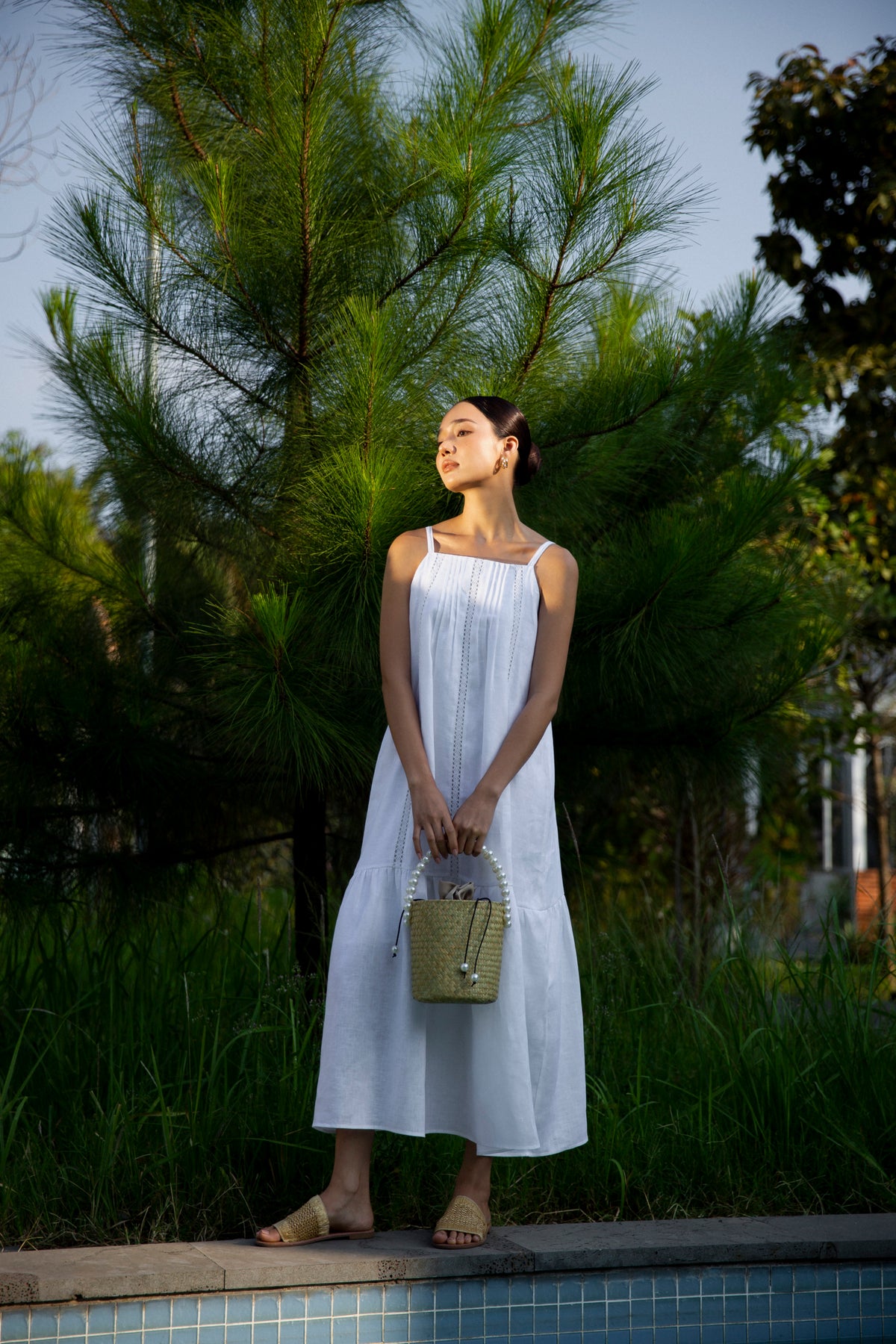 Strappy Linen Maxi Dress