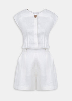 Ivory One-Button Linen Set