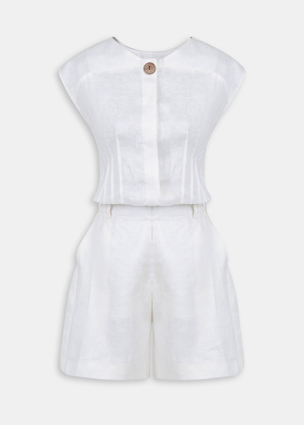 Ivory One-Button Linen Set
