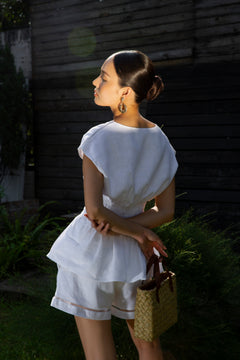 Gathered-Waist Linen Top