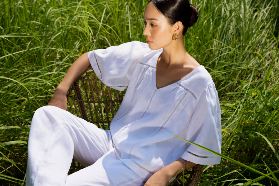 V-Neck Linen Top