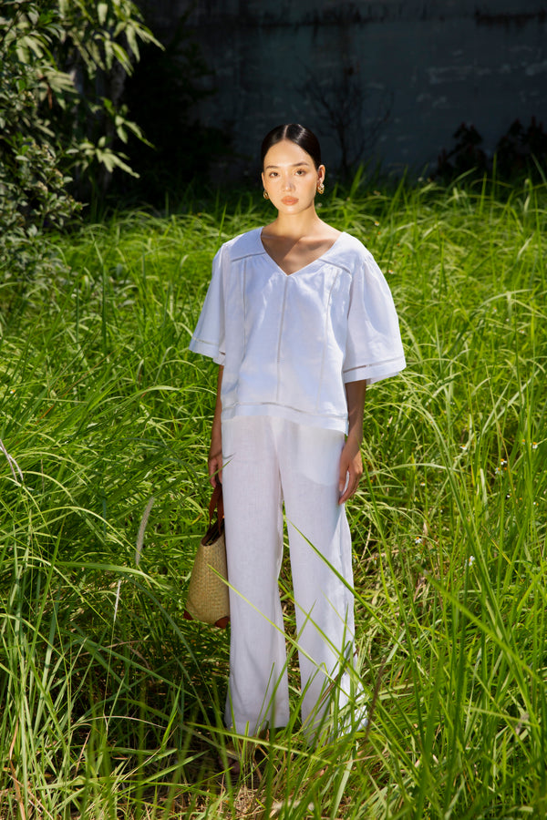 V-Neck Linen Top