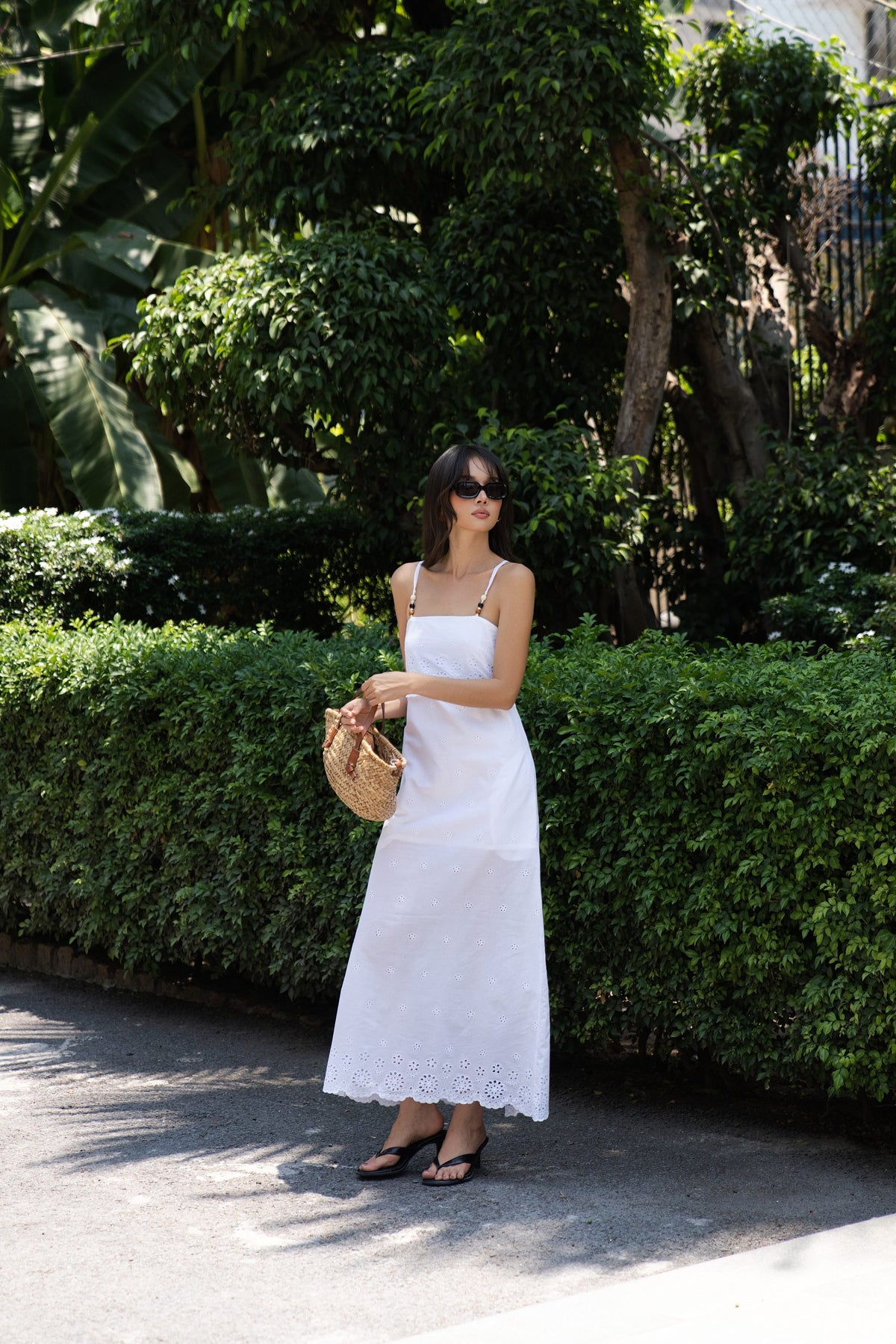 Ivory Whisper Maxi Dress — FAIFO made-to-measure eyelet maxi
