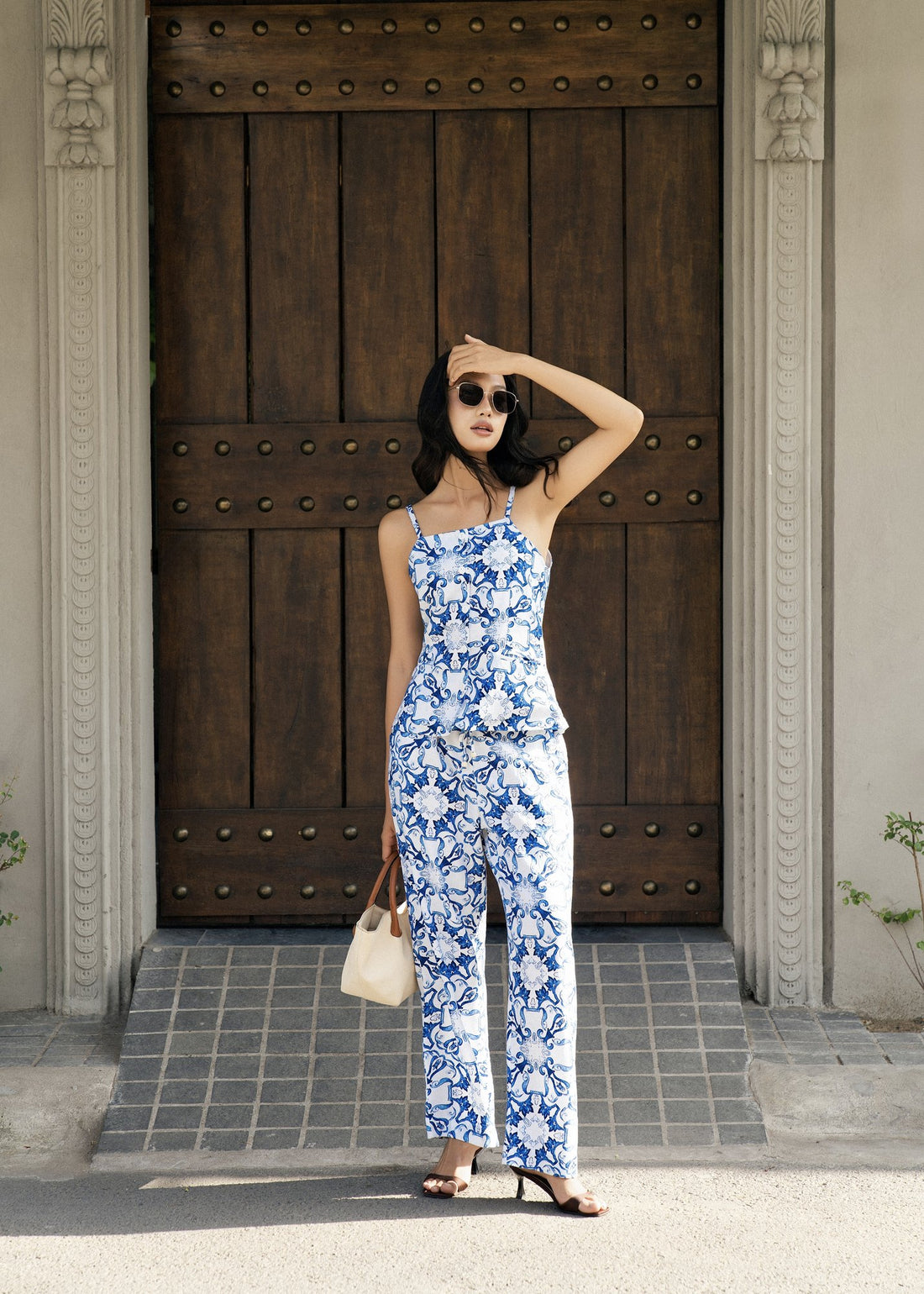 Azure Bloom Strappy Jumpsuit — FAIFO made-to-measure floral jumpsuit