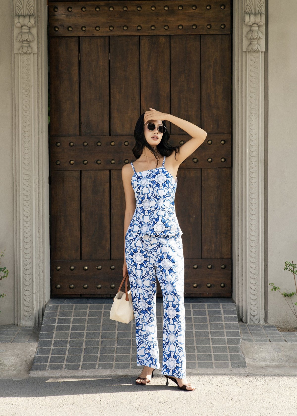 Azure Bloom Strappy Jumpsuit — FAIFO made-to-measure floral jumpsuit