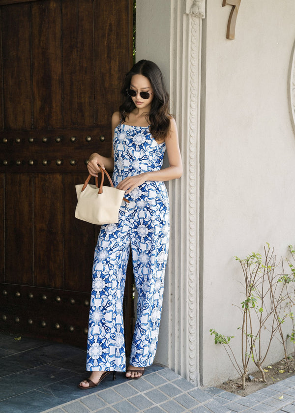 Azure Bloom Strappy Jumpsuit