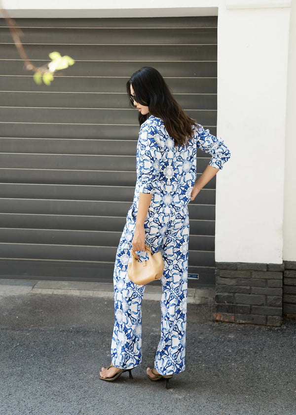 Azure Bloom Shirt & Trouser Set