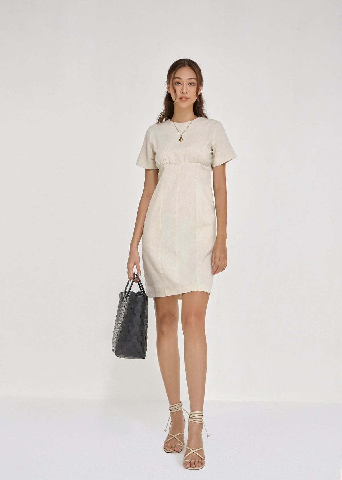Cream Linen Shift Dress