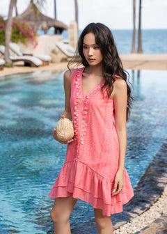 Coral Reef Embroidered Mini Dress
