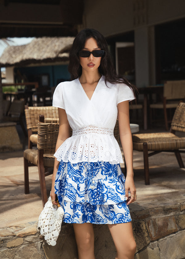 Amalfi Wrap Top & Porcelain Shorts Set