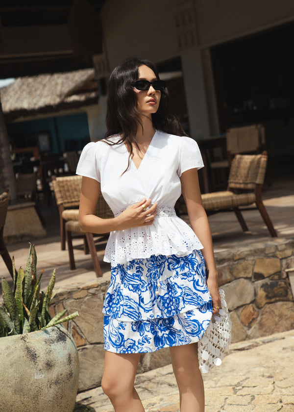 Amalfi Wrap Top & Porcelain Shorts Set