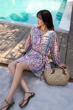Garden Mirage Long-Sleeve Mini Dress