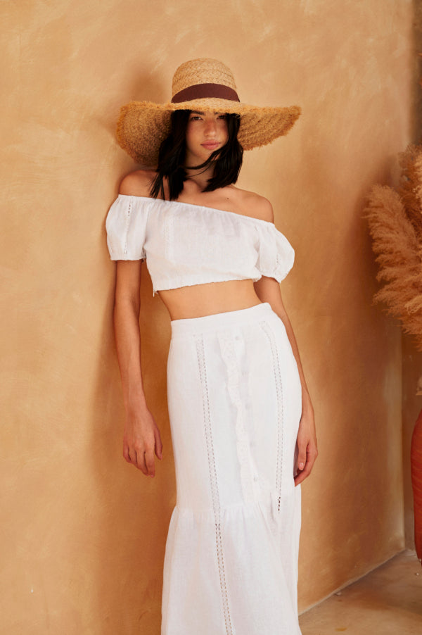 Bardot Shoulder Knit Top - FAIFO